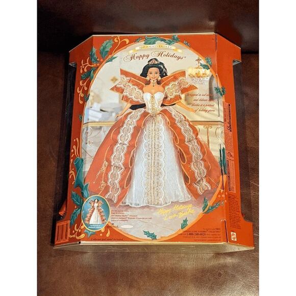 NRFB 1997 RARE HAPPY HOLIDAYS 10TH ANNIVERSARY BARBIE BLONDE - Picture 7 of 8